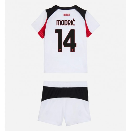 Stroje piłkarskie AC Milan Luka Modric #14 Koszulka Wyjazdowej dla dzieci 2025-26 Krótki Rękaw (+ szorty)